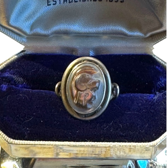 Lovely antique carved trojan cameo sterling silver 925 ring - Picture 4 of 7